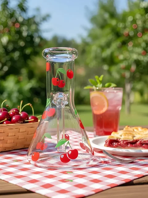 Summer Sweet Cherry Beaker Glass Bong Summer Sweet Cherry Beaker Glass Bong