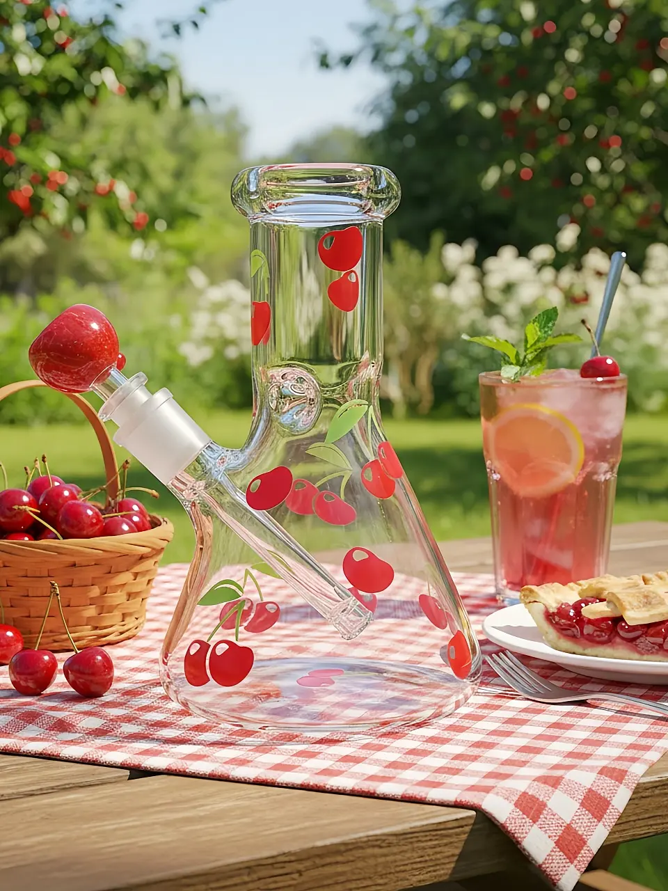 Summer Sweet Cherry Beaker Glass Bong