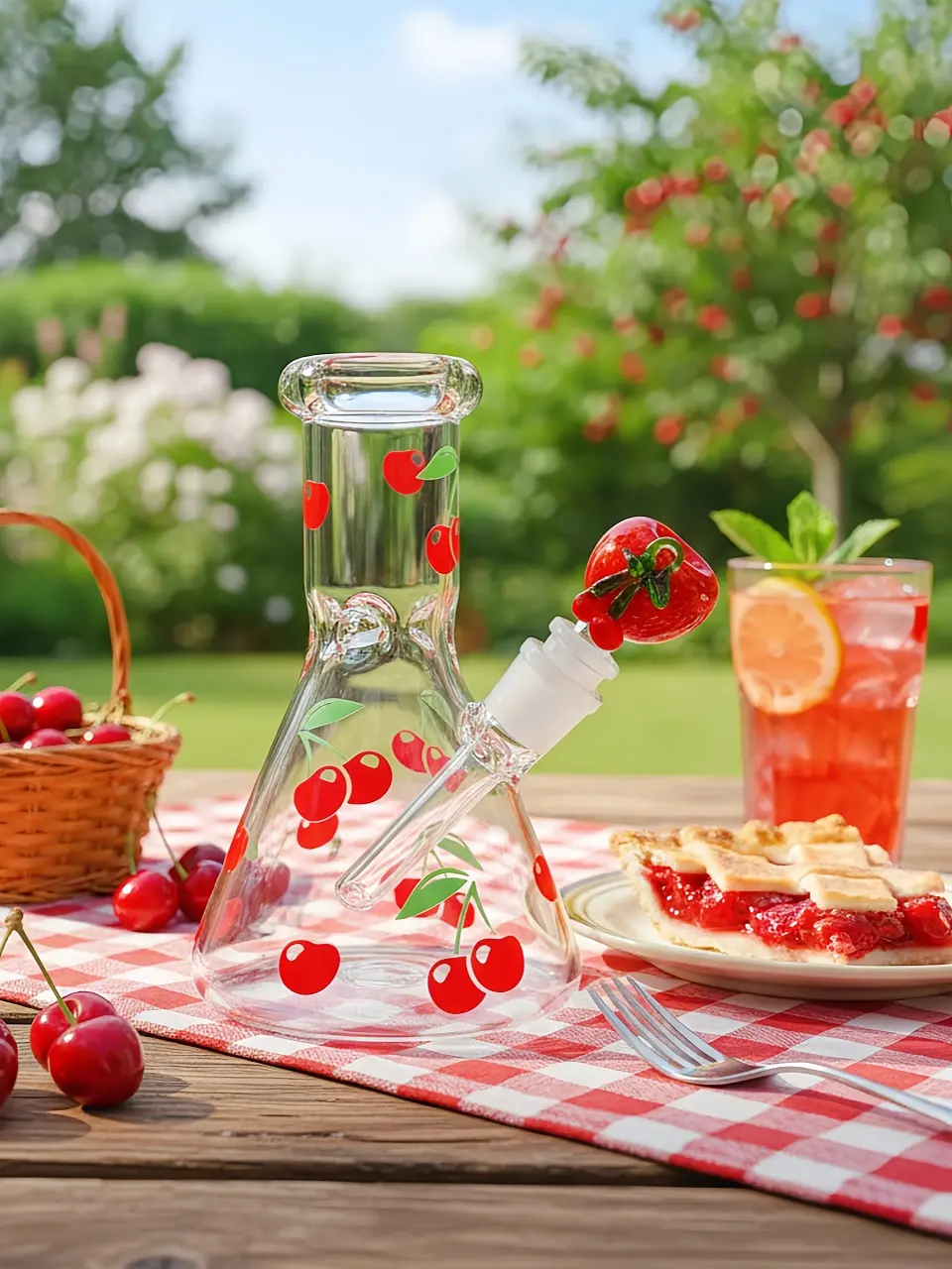 Summer Sweet Cherry Beaker Glass Bong