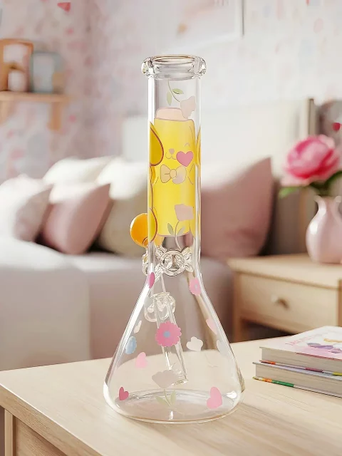Sweet Pompompurin Beaker Bong with Pastel Floral Sweet Pompompurin Beaker Bong with Pastel Floral