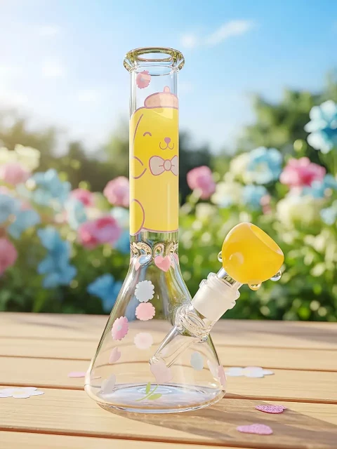 Sweet Pompompurin Beaker Bong with Pastel Floral