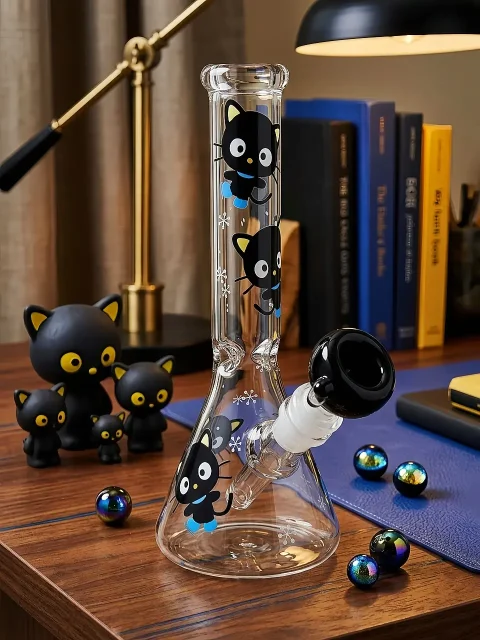 Chococat Minimal Cool Black Beaker Glass Bong | Midnight Spirit
