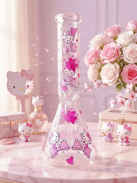 Hello Kitty Pink Bow Beaker Glass Bong Hello Kitty Pink Bow Beaker Glass Bong