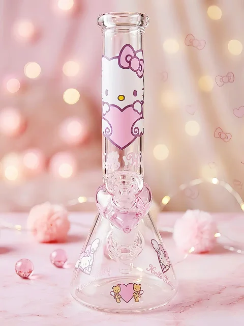 Hello Kitty Sweet Heart Beaker Glass Bong | Pink Sakura Love