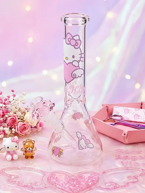 Hello Kitty Sweet Heart Beaker Glass Bong | Pink Sakura Love Hello Kitty Sweet Heart Beaker Glass Bong | Pink Sakura Love
