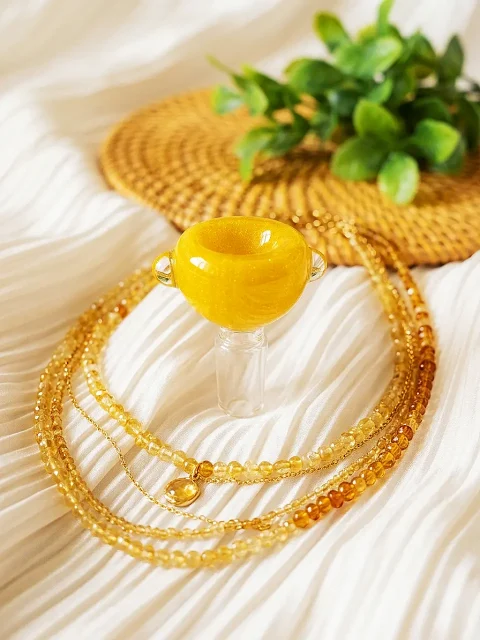 14mm Male Bong Bowl Honey Elixir & Citrine Dreams