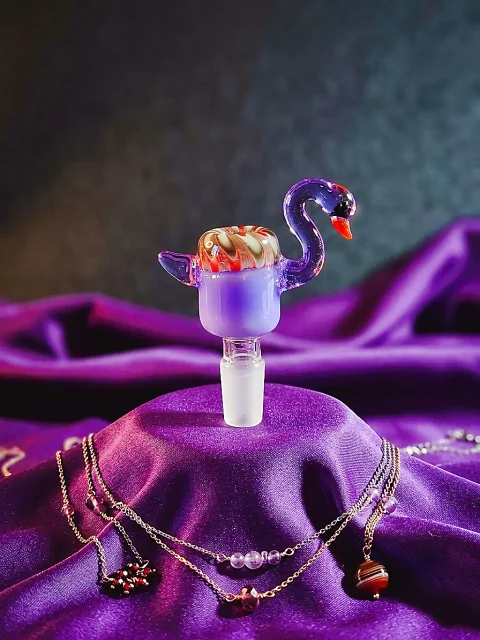 14mm Male Twilight Swan & Violet Bong Bowl