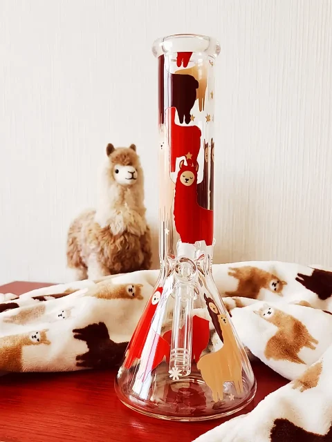 Alpaca Party Kawaii Healing Beaker Glass Bong-2 Alpaca Party Kawaii Healing Beaker Glass Bong