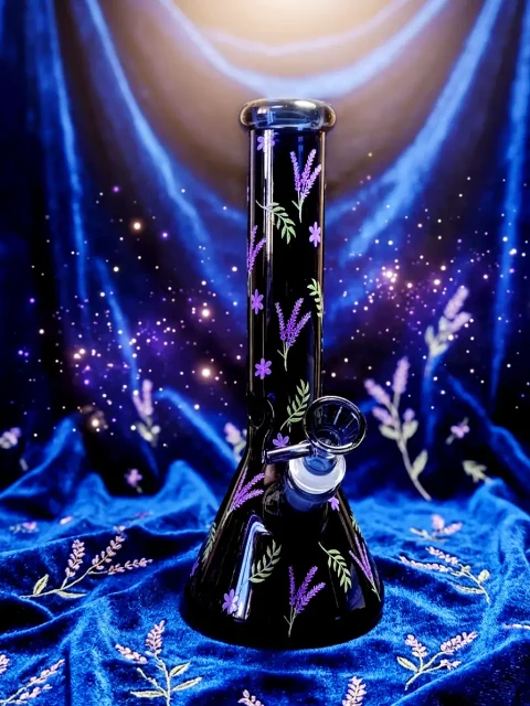 Blue Lavender Afternoon Deep Blue Beaker Glass Bong