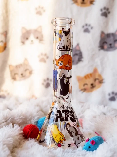Cat Lovers Collectible Beaker Glass Bong-2 Cat Lovers Collectible Beaker Glass Bong