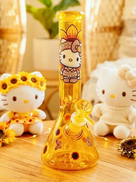 Hello Kitty Sunflower Butterfly Beaker Bong-1