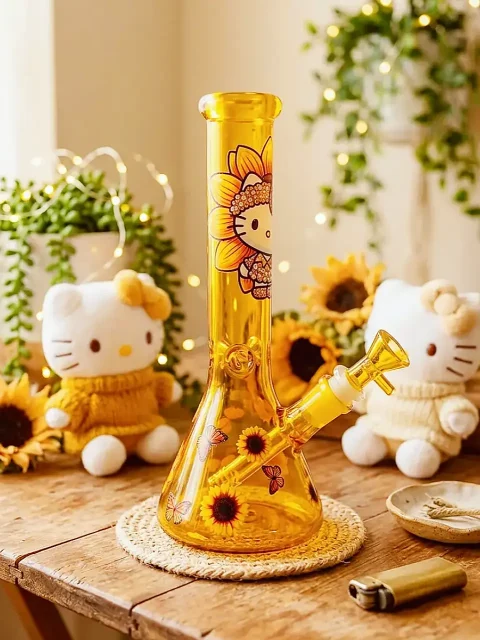 Hello Kitty Sunflower Butterfly Beaker Bong-1 Hello Kitty Sunflower Butterfly Beaker Bong-1