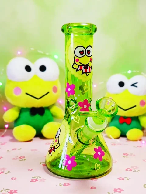 Keroppi Emerald Dreamscape Iridescent Green Glass Bong