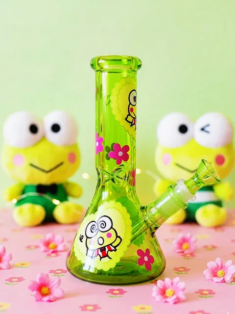 Keroppi Emerald Dreamscape Iridescent Green Glass Bong-2 Keroppi Emerald Dreamscape Iridescent Green Glass Bong