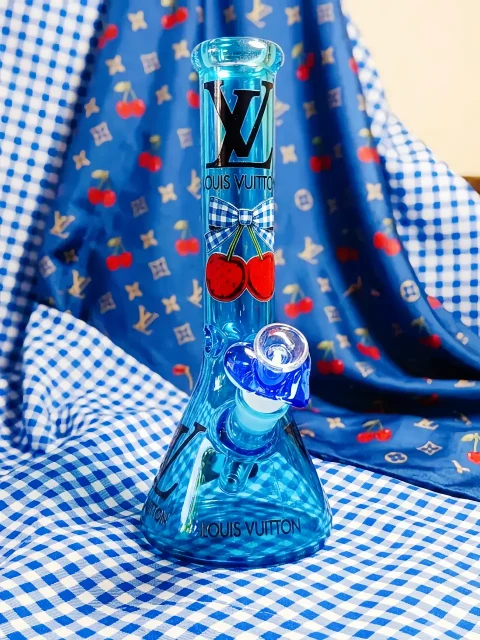 LV Ice Crystal Cherry Glass Beaker Glass Bong