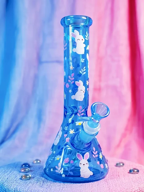 Rabbit Forest Blue Glass Beaker Bong Moonlit Dream