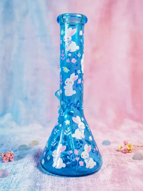 Rabbit Forest Blue Glass Beaker Bong Moonlit Dream-2 Rabbit Forest Blue Glass Beaker Bong Moonlit Dream