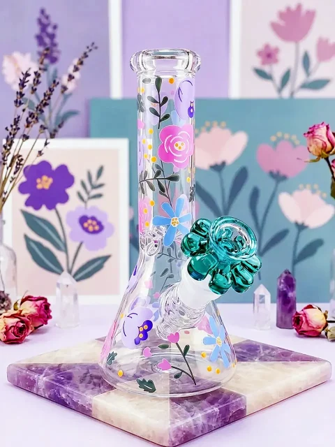 Spring Blooming Garden Beaker Glass Bong