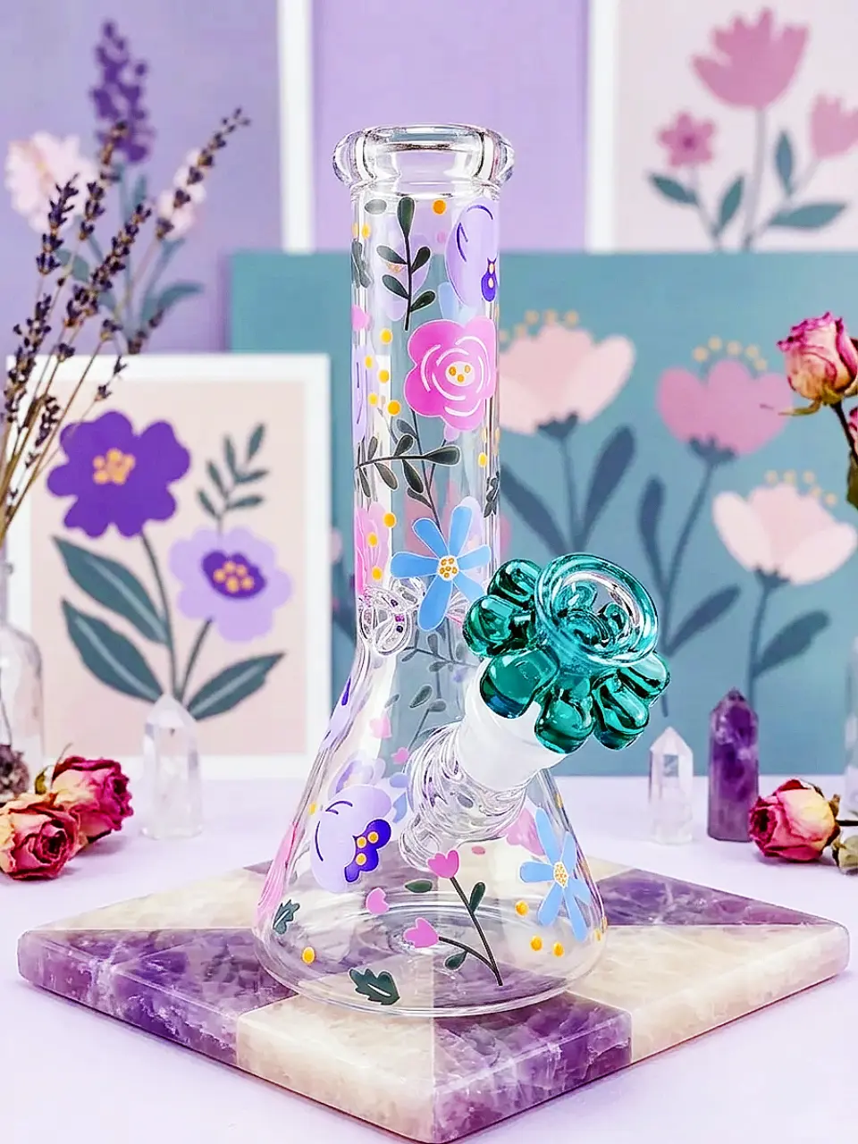 Spring Blooming Garden Beaker Glass Bong