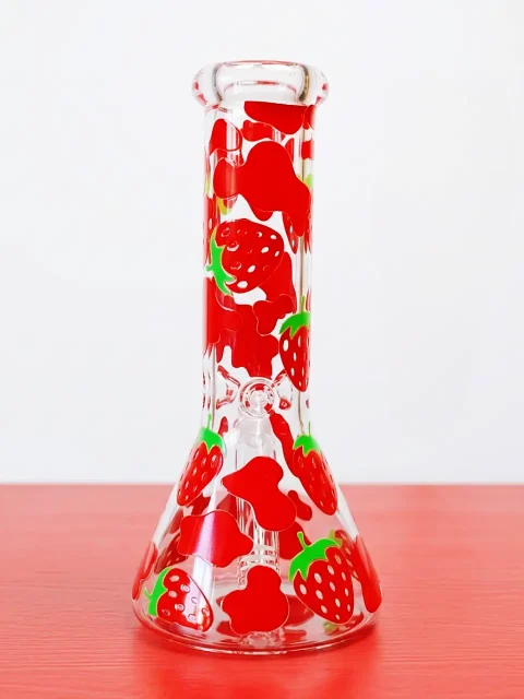 Strawberry Milk Drip Beaker Glass Bong-2 Strawberry Milk Drip Beaker Glass Bong