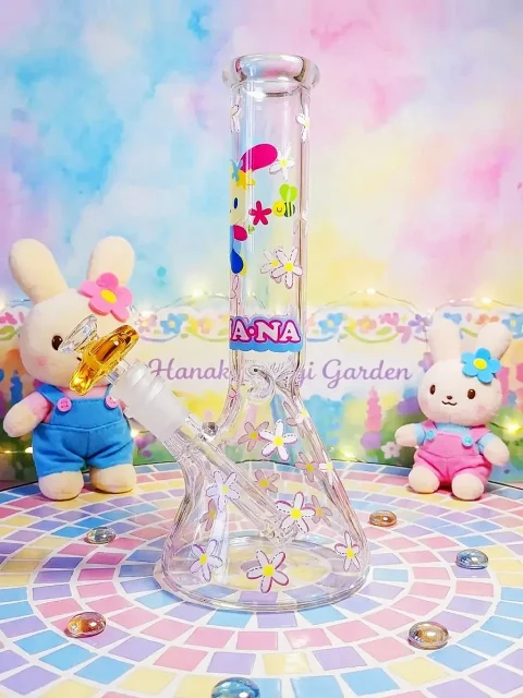 Usahana Healing Floral Beaker Glass Bong-2 Usahana Healing Floral Beaker Glass Bong