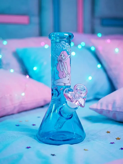 Neon Ice Dreams: Vapor Girl Ice Blue Beaker Bong