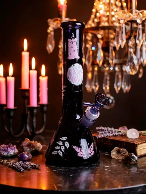 Witch Candle & Butterfly Deep Blue Beaker Bong
