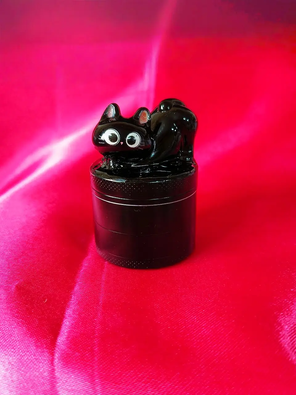 Adorable Stretching Black Cat Herb Grinder