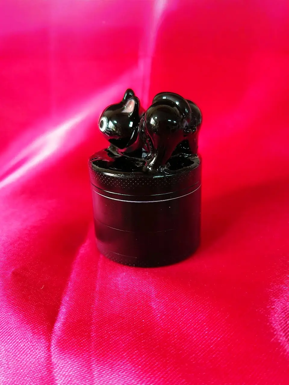 Adorable Stretching Black Cat Herb Grinder