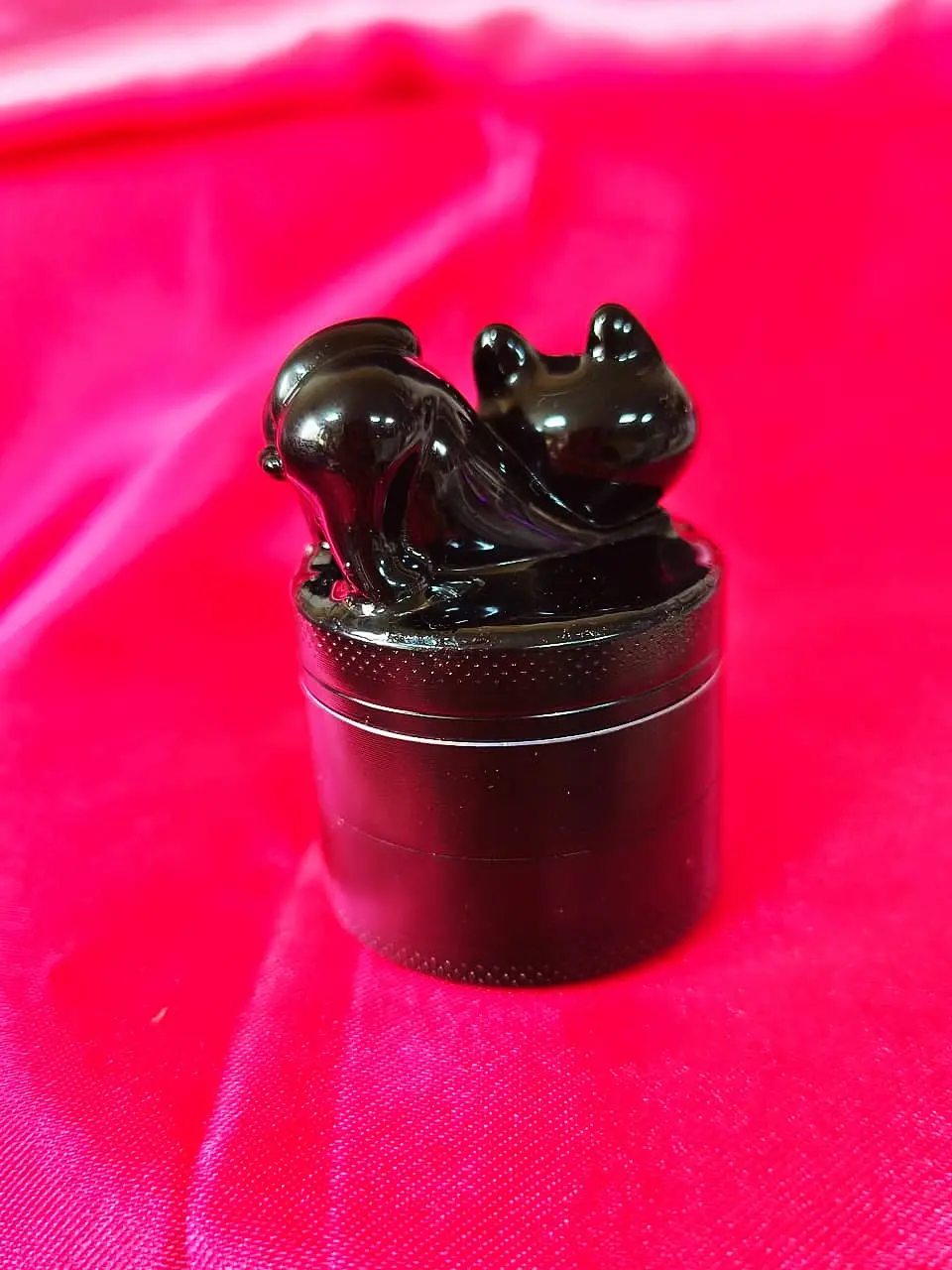 Adorable Stretching Black Cat Herb Grinder