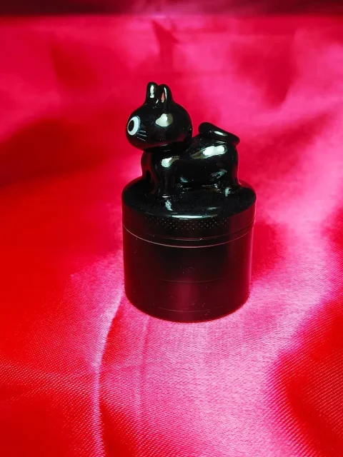 Curious Black Cat Herb Grinder | Cute Glossy Kitty Design Curious Black Cat Herb Grinder | Cute Glossy Kitty Design