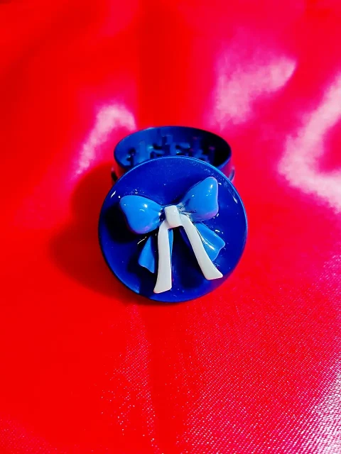 Elegant Blue Bow Herb Grinder | Chic Navy with Classic Charm