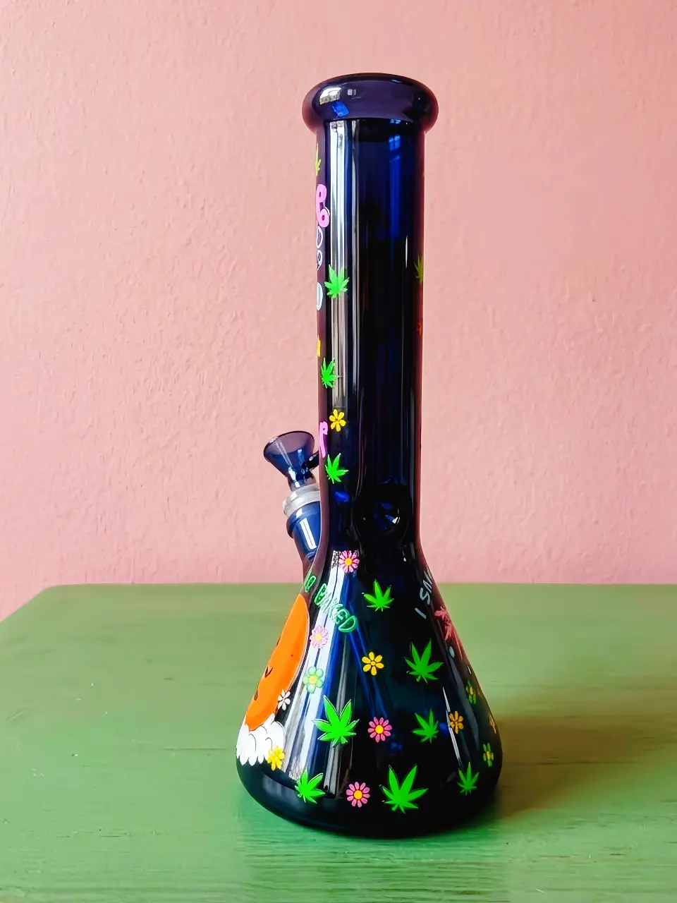 Frog & Axolotl Deep Dark Blue Beaker Glass Bong