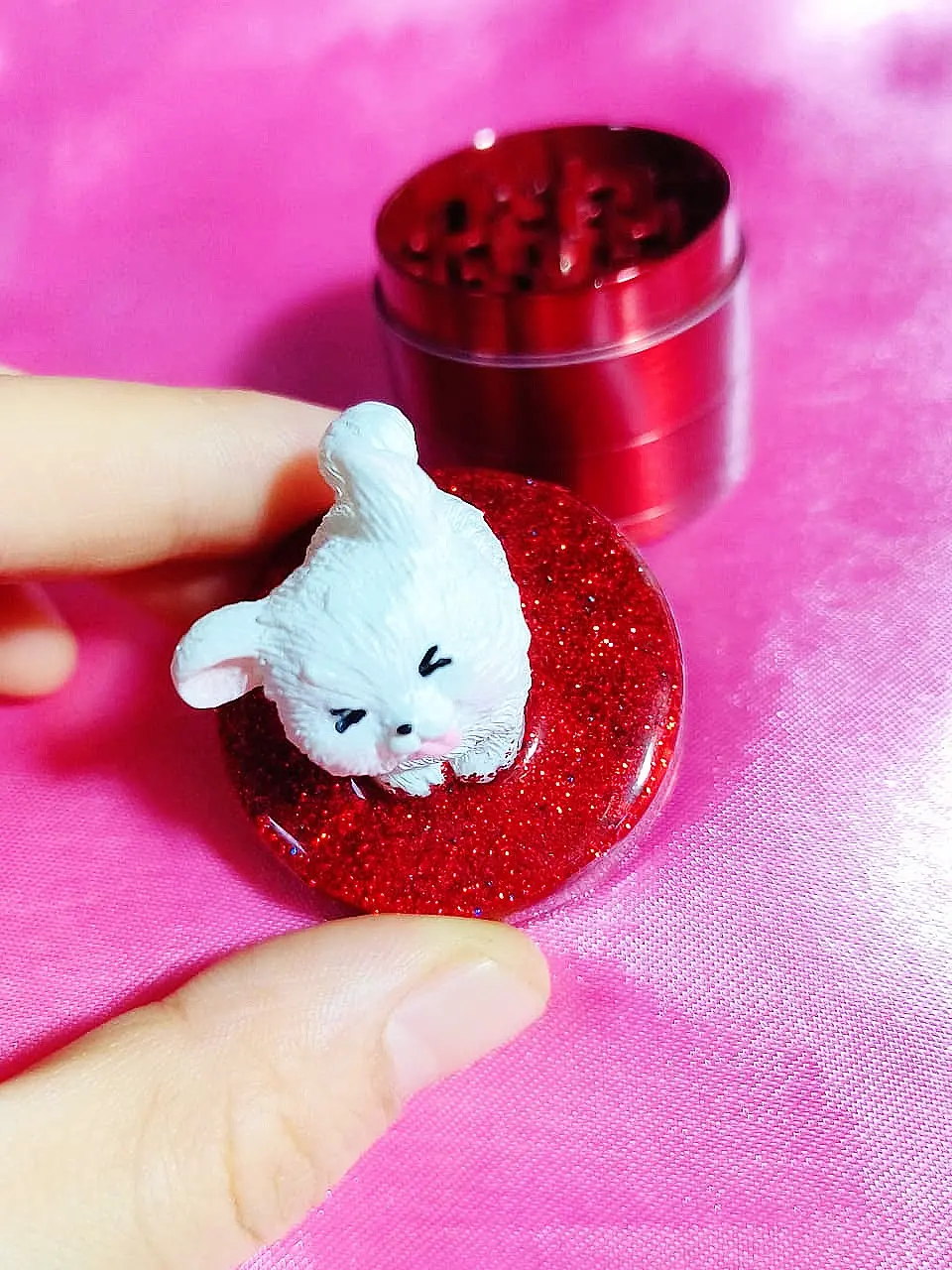 🐶 Playful Running Puppy Herb Grinder | Sparkling Red