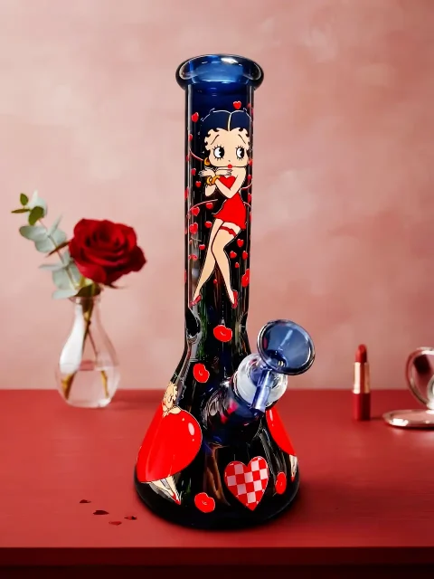 Betty Boop Red Dress Black Glass Bong | Vintage Heart Glamour