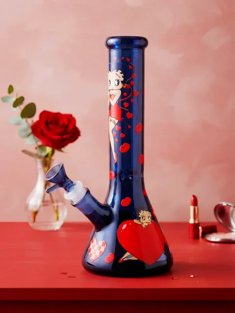 Betty Boop Red Dress Black Glass Bong | Vintage Heart Glamour Betty Boop Red Dress Black Glass Bong | Vintage Heart Glamour