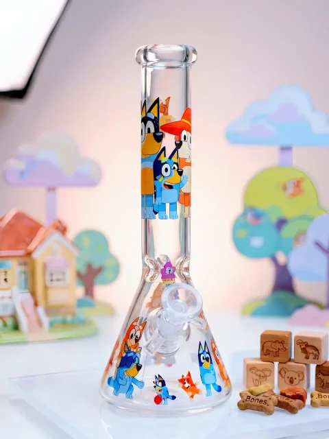 Bluey Family Scene Beaker Glass Bong | Happy Home Adventures