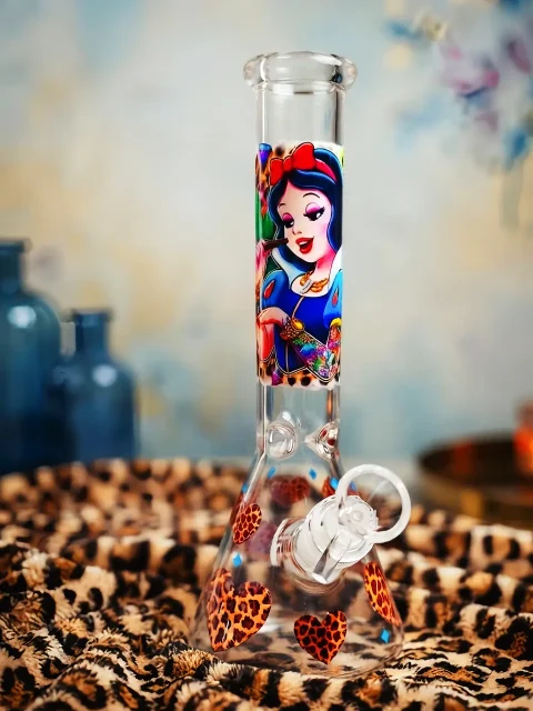 Edgy Snow White 420 Leopard Beaker Glass Bong | Rebel Fairytale Dreams