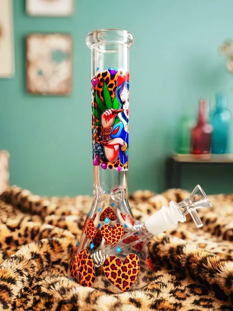 Edgy Snow White 420 Leopard Beaker Glass Bong | Rebel Fairytale Dreams Edgy Snow White 420 Leopard Beaker Glass Bong | Rebel Fairytale Dreams