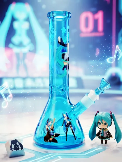 Hatsune Miku Virtual Diva Teal Blue Beaker Glass Bong | Digital Dream Stage Hatsune Miku Virtual Diva Teal Blue Beaker Glass Bong | Digital Dream Stage