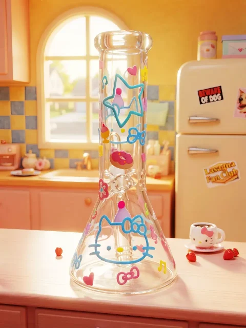 Hello Kitty Colorful Doodle Glass Bong | Doodle Daydreams Hello Kitty Colorful Doodle Glass Bong | Doodle Daydreams