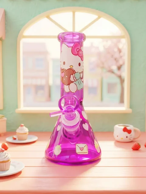 Hello Kitty Chocolate Heart Purple Glass Bong | Sweetheart Dessert Dreams