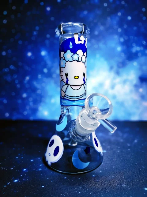 Hello Kitty Blue Gothic Glass Bong | Midnight Tears & Moonlight