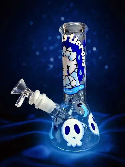 Hello Kitty Blue Gothic Glass Bong | Midnight Tears & Moonlight Hello Kitty Blue Gothic Glass Bong | Midnight Tears & Moonlight