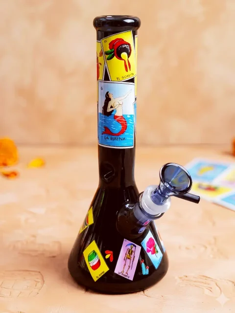 Lotería Mexican Tarot Card Beaker Glass Bong | Mystic Card Dreams