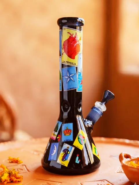 Lotería Mexican Tarot Card Beaker Glass Bong | Mystic Card Dreams Lotería Mexican Tarot Card Beaker Glass Bong | Mystic Card Dreams