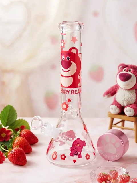 Lotso Strawberry Bear Beaker Glass Bong | Sweet Berry Dreams Lotso Strawberry Bear Beaker Glass Bong | Sweet Berry Dreams