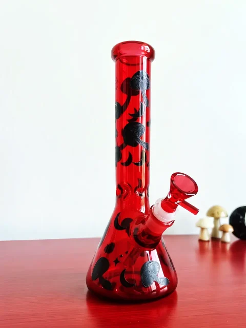 Mushroom Moon Red Glass Bong | Crimson Night Magic