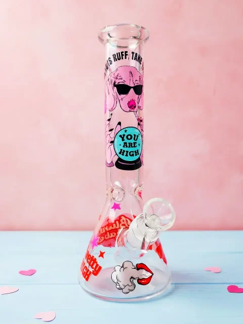 Pink Dog Fortune Glass Bong | Ruff Luck & Good Vibes