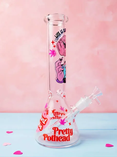 Pink Dog Fortune Glass Bong | Ruff Luck & Good Vibes Pink Dog Fortune Glass Bong | Ruff Luck & Good Vibes